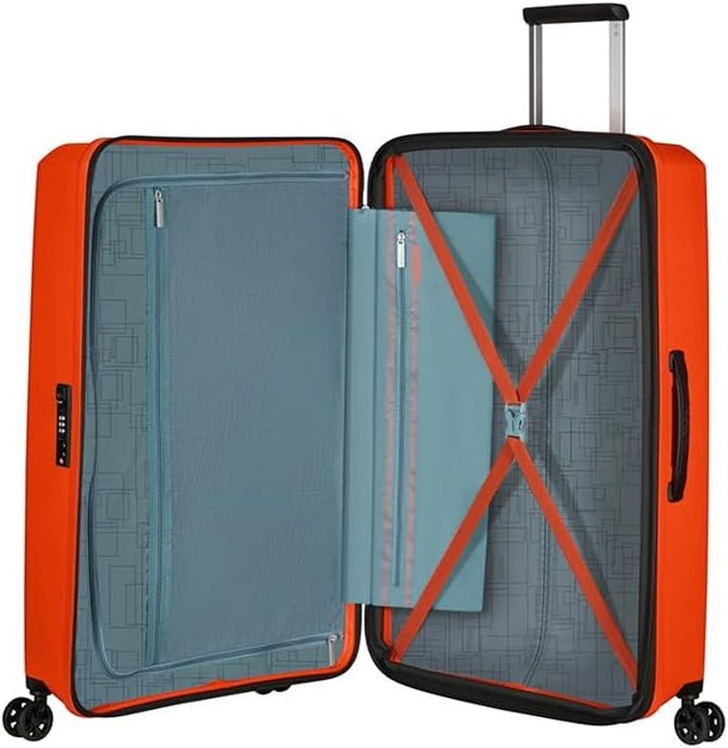 American Tourister Aerostep - Spinner L, udvidelig kuffert, 77 cm, 101,5/109 L, Orange (Bright Orange) Bagage og rejseudstyr Naty Shop