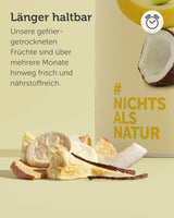 Frysetørret frugtblanding BUAH® | Frysetørrede ananas, bananer, æbler og kokosnødder uden tilsat sukker | 100% frugt | Vegansk, glutenfri, laktosefri (192g) Naty Shop dehydrerede produkter