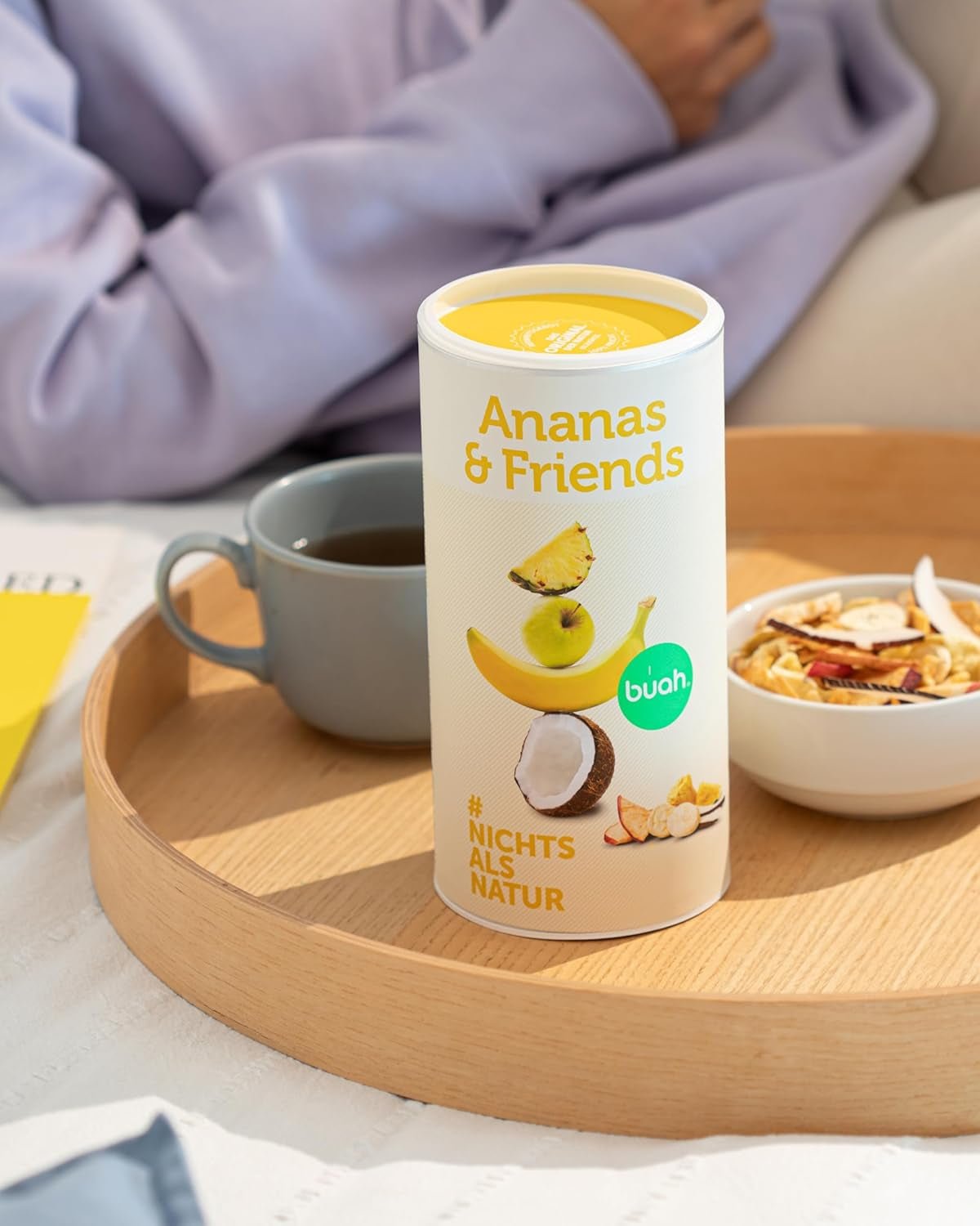 Frysetørret frugtblanding BUAH® | Frysetørrede ananas, bananer, æbler og kokosnødder uden tilsat sukker | 100% frugt | Vegansk, glutenfri, laktosefri (192g) Naty Shop dehydrerede produkter