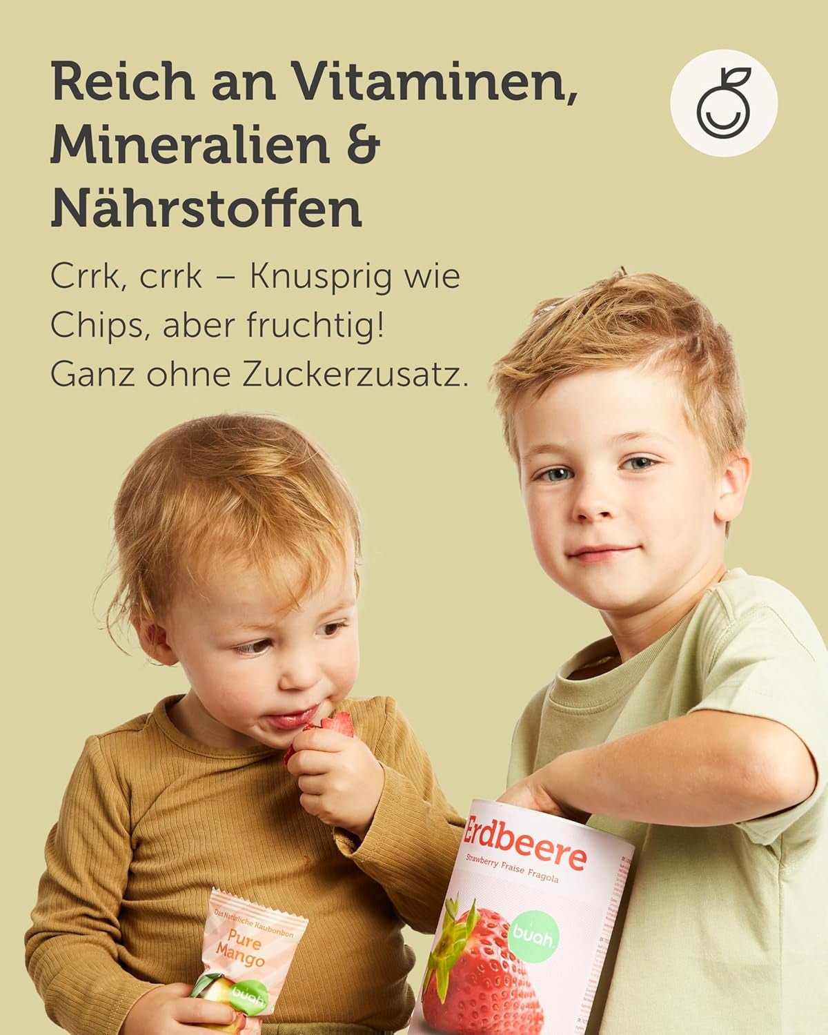 Frysetørret frugtblanding BUAH® | Frysetørrede ananas, bananer, æbler og kokosnødder uden tilsat sukker | 100% frugt | Vegansk, glutenfri, laktosefri (192g) Naty Shop dehydrerede produkter