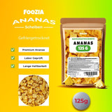 Frysetørret ananas 125g store stykker, Frysetørret frugt uden tilsætningsstoffer 100% ren - Naturlig tørret frugt - Tørret ananas, tørret frugt fra Foozia Dehydrerede produkter Naty Shop