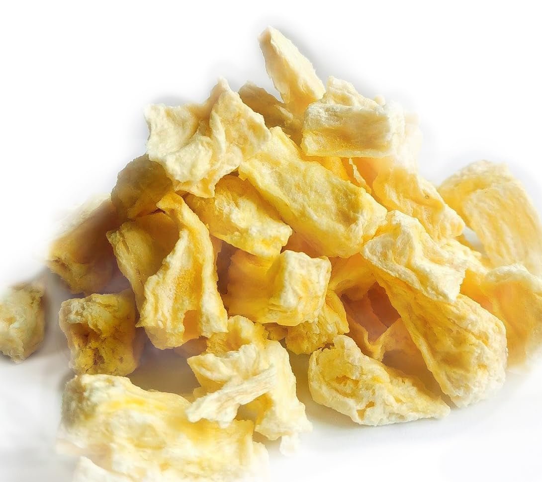 Frysetørret ananas 125g store stykker, Frysetørret frugt uden tilsætningsstoffer 100% ren - Naturlig tørret frugt - Tørret ananas, tørret frugt fra Foozia Dehydrerede produkter Naty Shop