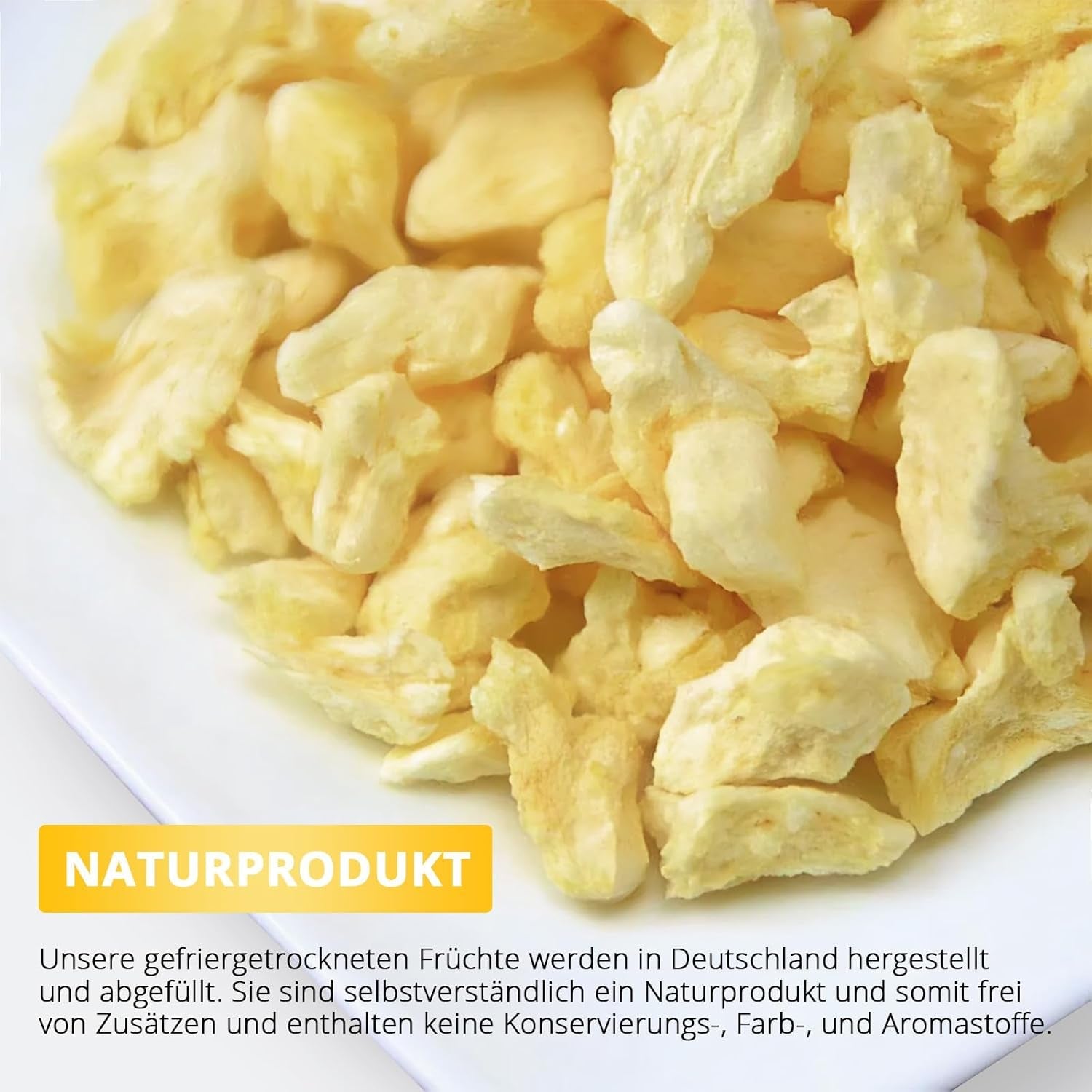 Frysetørret ananas 250g, store stykker, frysetørret frugt i skiver, usødet, frugtagtige ananasstykker, tørret ananas Dehydrerede produkter Naty Shop