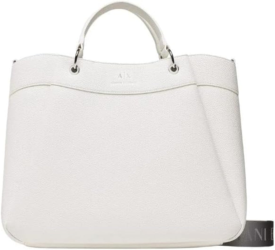 Armani Exchange Essential for Women, Wave, Sølvtrykt Logo Shopping L Dametasker Naty Shop White