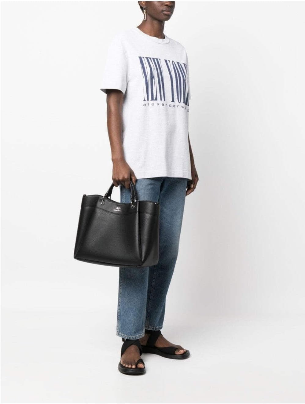 Armani Exchange Essential for Women, Wave, Sølvtrykt Logo Shopping L Dame Tasker Naty Shop