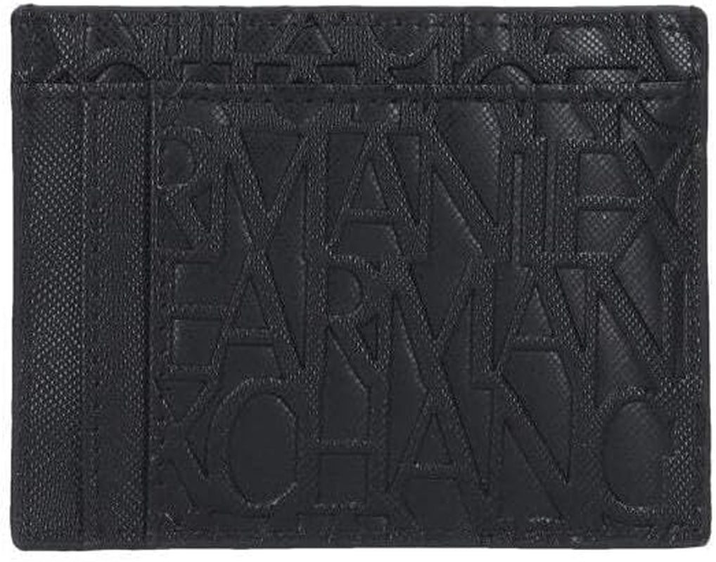 Armani Exchange Herre Essential Ivan SLG, Logo All Over Elegant og funktionel kreditkortholder, Nero Wallet Men Naty Shop
