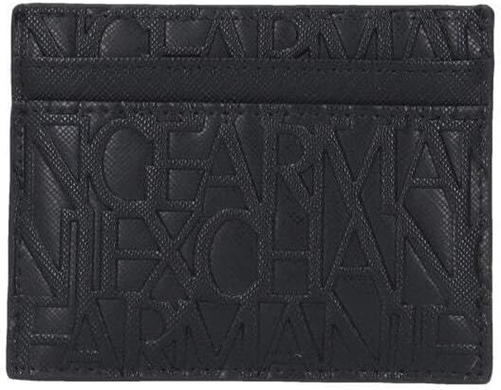 Armani Exchange Herre Essential Ivan SLG, Logo All Over Elegant og funktionel kreditkortholder, Nero Herrepung Naty Shop Nero One Size Passer til alle