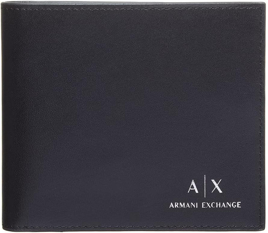 Armani Exchange Essential almindeligt læder til mænd, 2 pezzi gavesæt tegnebog og nøglering, Portofel Barbati Naty Shop Standardtitel