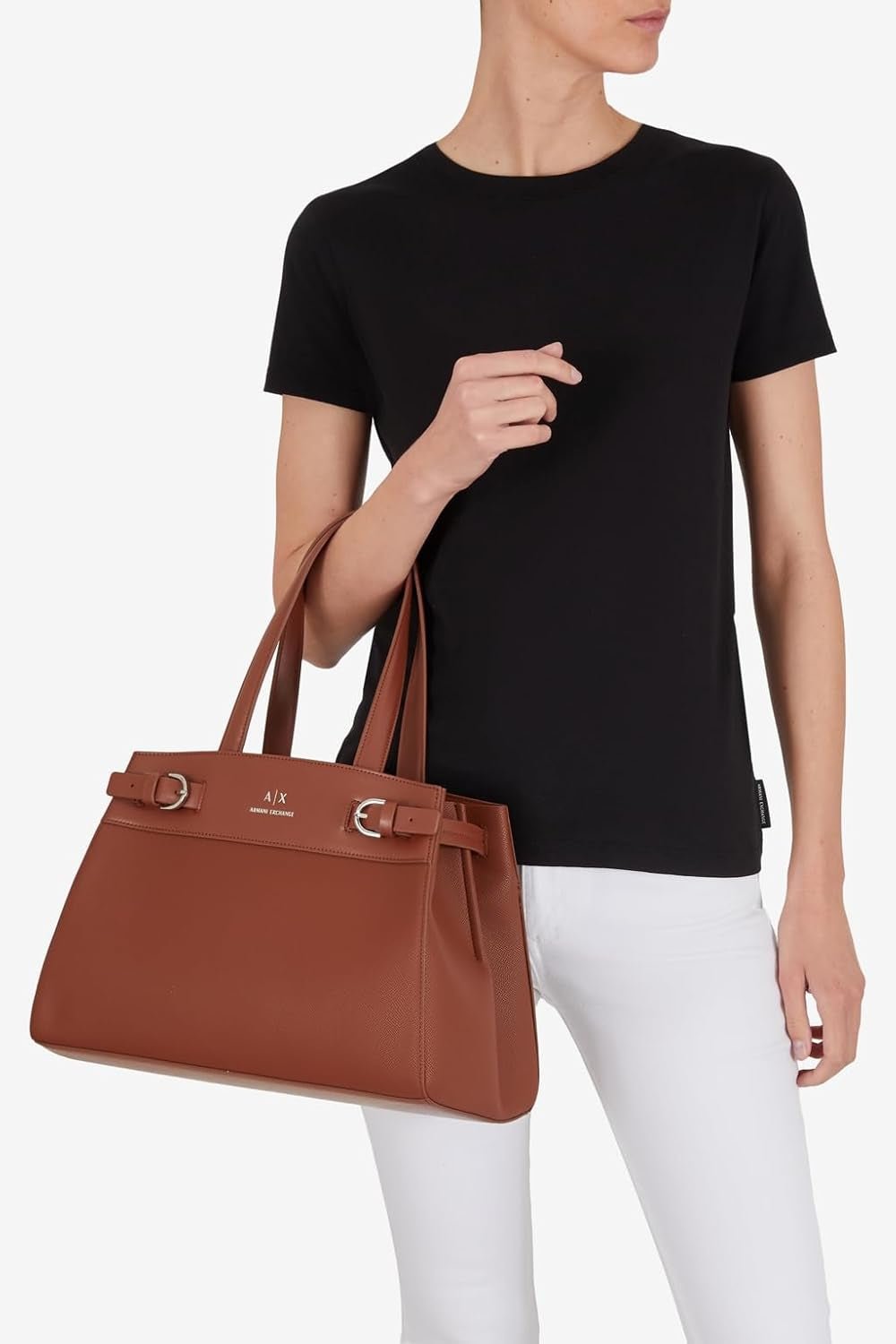 Armani Exchange Women's Essential, Milano 91, Double Bucke L Tote Bag Dame Naty Shop Tasker
