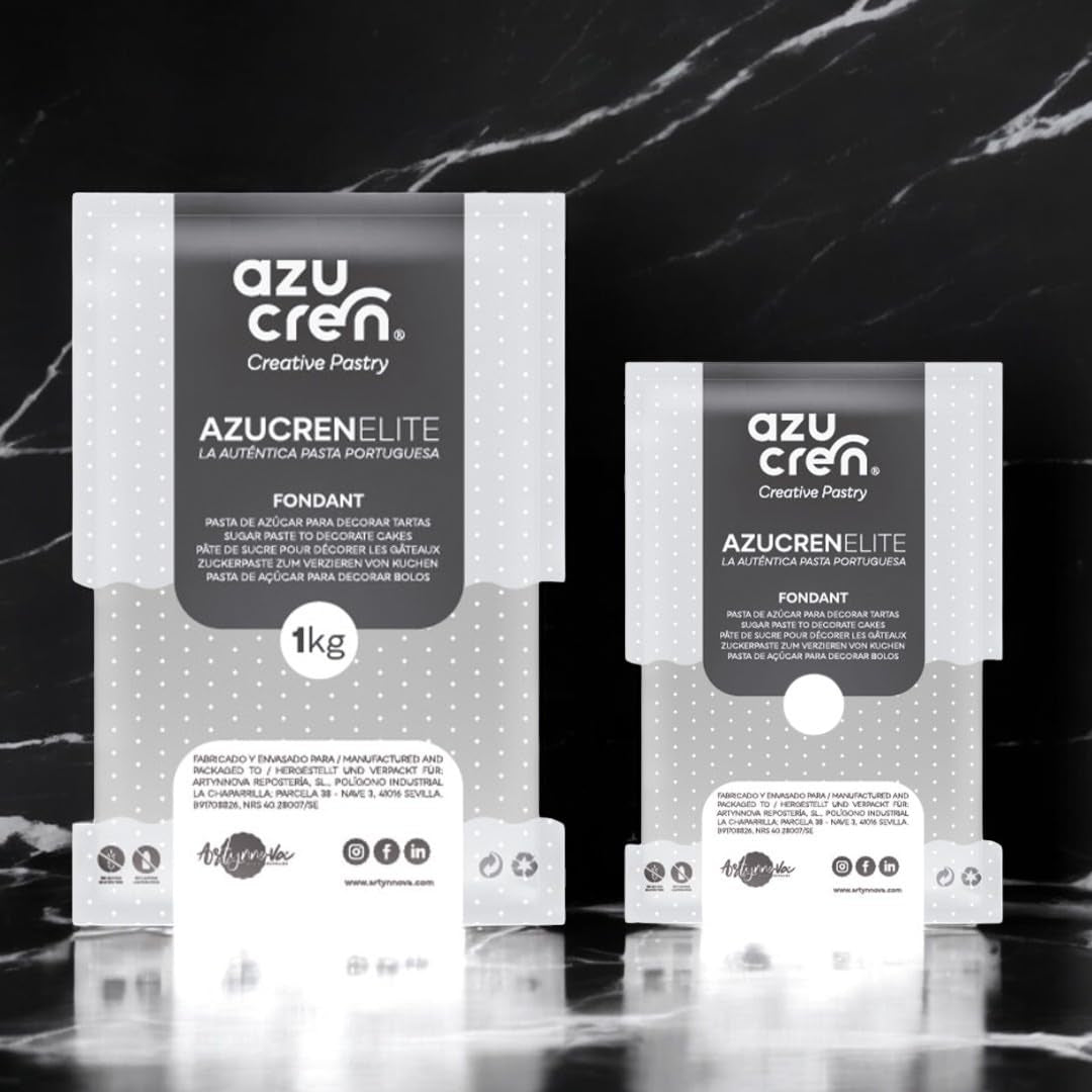 Azucren, Roll Fondant, Roll Fondant Grå, Nem at bruge, Glat, Fleksibel, Blød og bøjelig, Perfekt til kagedekoration, Halal, Kosher, Glutenfri, Citronsmag (250 G) Naty Shop Sukkerpasta