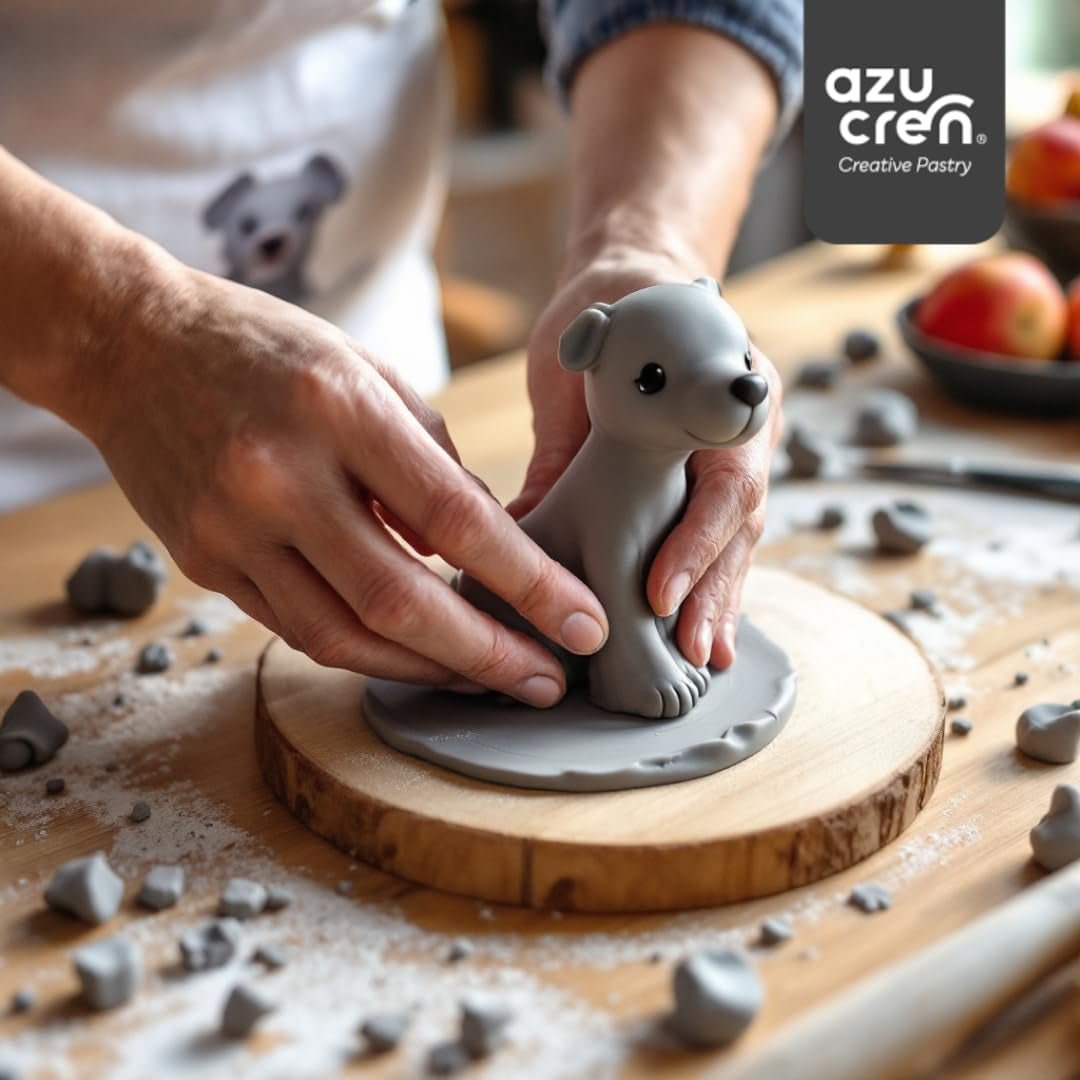 Azucren, Roll Fondant, Roll Fondant Grå, Nem at bruge, Glat, Fleksibel, Blød og bøjelig, Perfekt til kagedekoration, Halal, Kosher, Glutenfri, Citronsmag (250 G) Naty Shop Sukkerpasta