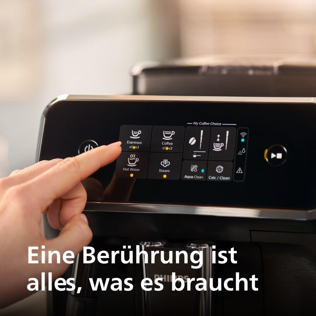 PHILIPS automatisk espressomaskine 2200-serien - 2 kaffespecialiteter, touch-display, klassisk mælkeskummer, keramisk kværn, matsort (EP2220/10)