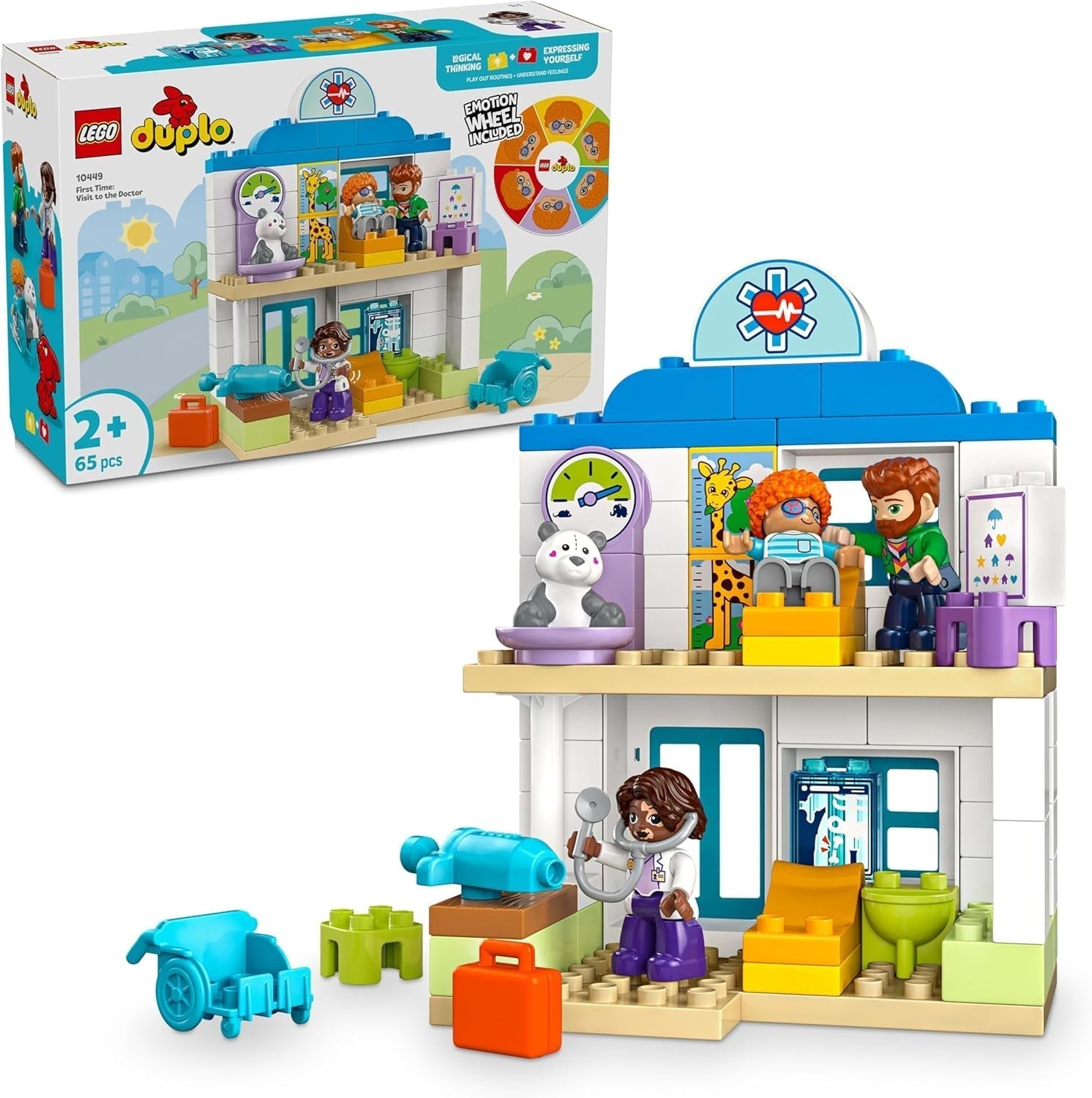 LEGO DUPLO Town Første besøg hos lægen, byggelegetøj, legesæt til fremme af finmotorik, gave til småbørn 2 år, pædagogisk legetøj, hospitalsrollespil 10449 Byggesæt Besuche den LEGO-Store Standardtitel