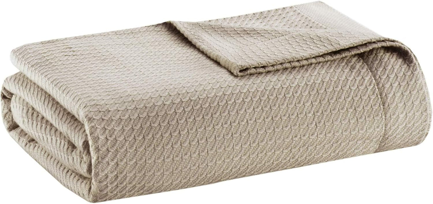 Madison Park 100 % egyptisk bomuld åndbart komforttæppe Premium strik Luksus sæson letvægtsbetræk til sengesofa Sofa fuld/queen seng Rose Naty Shop Khaki kongedyner og dyner