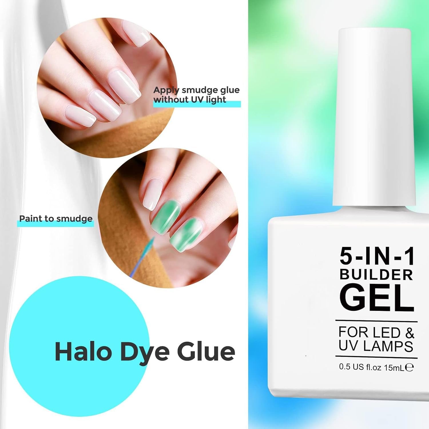 Builder 5 i 1 Builder Gel 15ml, Nail Builder Gel, Nail Builder Gel, UV/LED Nail Extension Neglelak, Extensions, Nail Art, Stickers, Gel Nail Builder Gel (hvid)