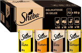 SHEBA Våd kattefoder - 72 poser x 85g - Fjerkrævariant i gelé - Våd kattefoder - 1 stor pakke