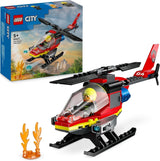 LEGO City Brandvæsen Helikopter, helikopter legetøjssæt og pilotfigur, brandhelikopter til en fantasifuld legeoplevelse, gave til børn, drenge og piger fra 5 år 60411 Byggesæt Besuche den LEGO-Store Singur