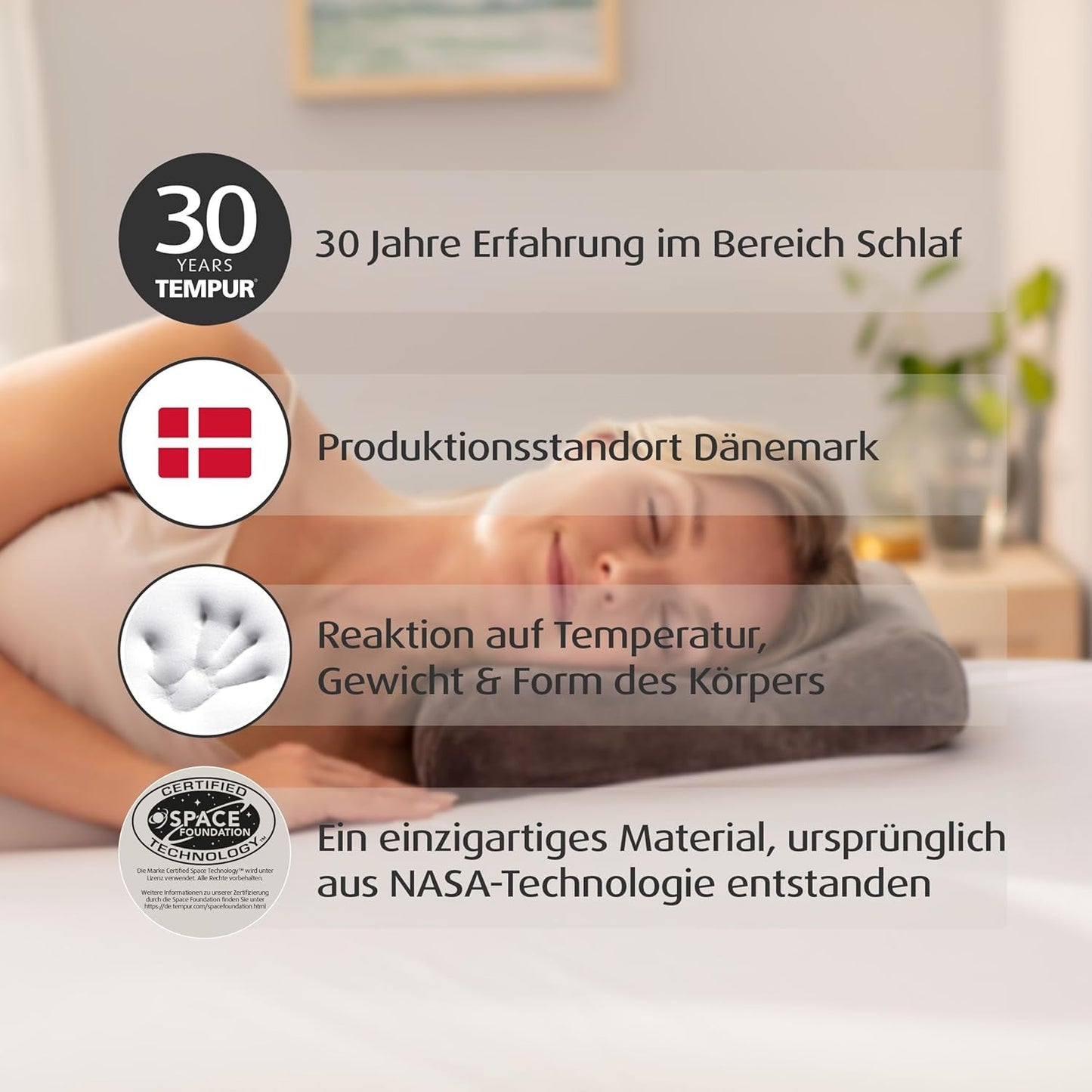 TEMPUR Memory Foam rejsepude, ergonomisk nakkepude, inklusive bæretaske, antracit, mål 25 x 31 x 10/7 cm