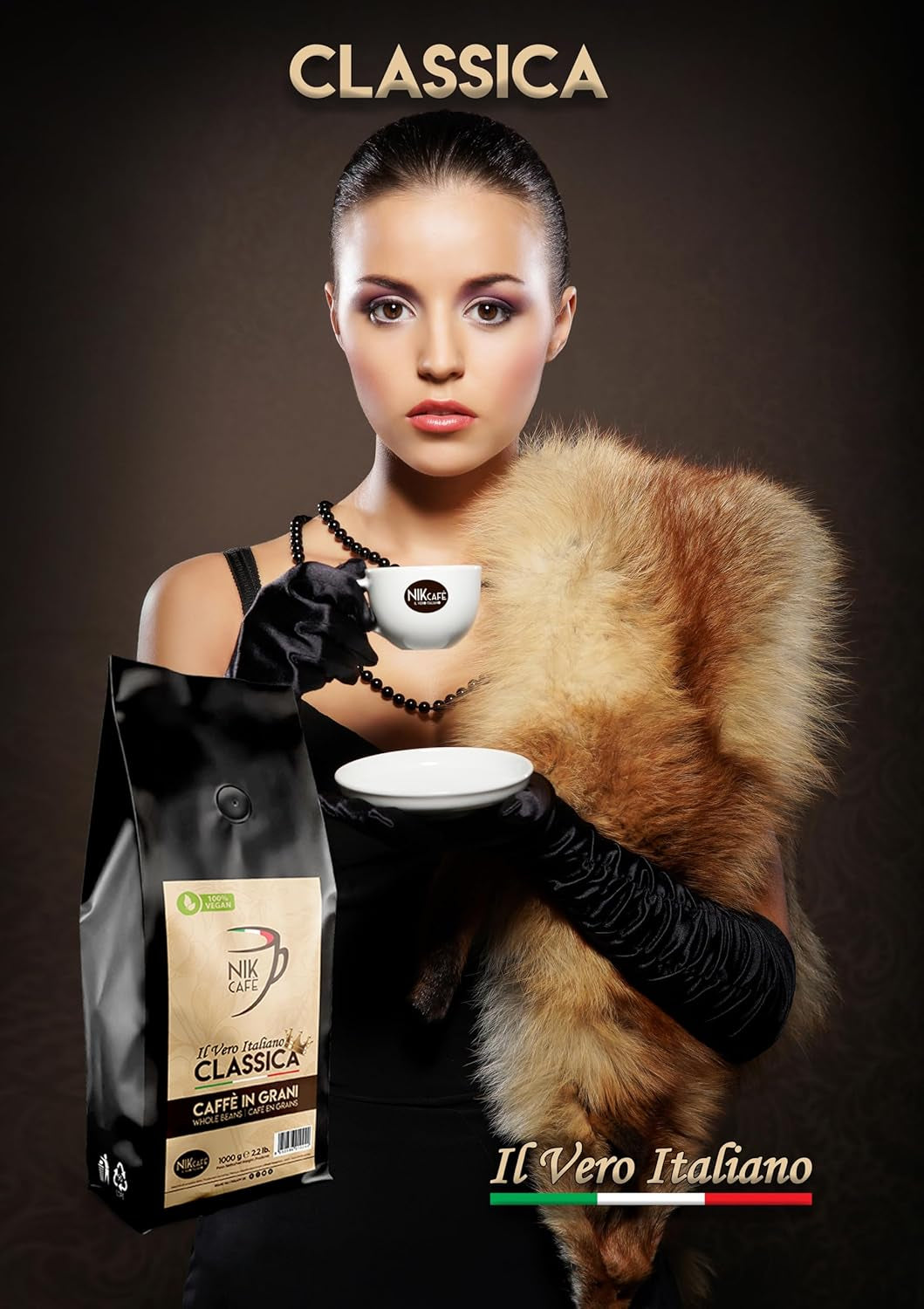 NIK CAFE' – Classico blend – ristede kaffebønner. Hans Excellence, den robuste. 100% robust