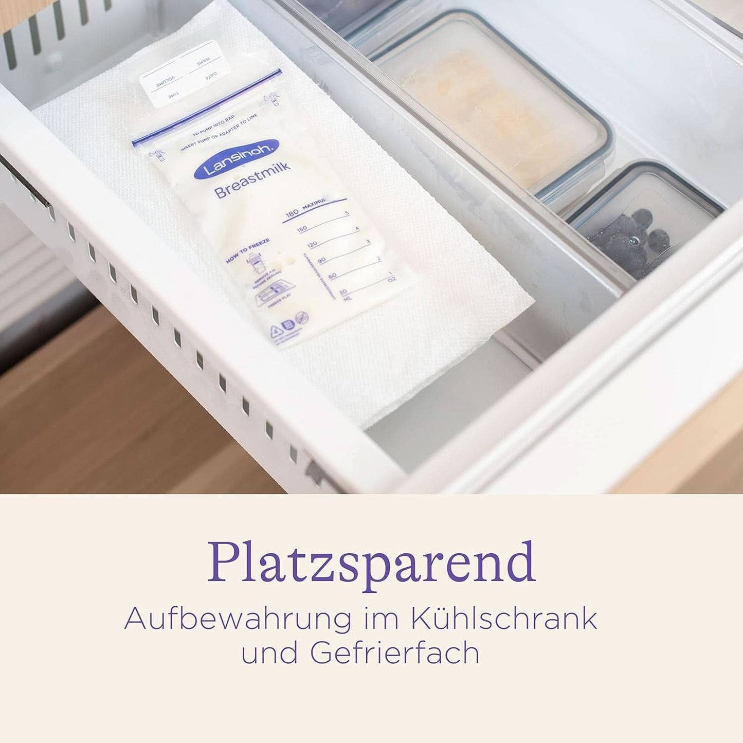 Lansinoh Muttermilchbeutel - 25 Stück - Zum Sicheren Aufbewahren Und Einfrieren Von Muttermilch - Hygiejnisk & Platzsparend Tilbehør Mad og Amning Bebe Naty Shop