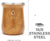 Yerba Mate balibetov tesæt (Mate kop) lavet af rustfrit stål med bombilla (halm) til mate, Let at rengøre og meget holdbart Yerba Mate sæt (TRÆ)