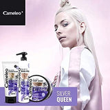 Cameleo - Sølvfarvemaske - Ingen gul effekt - Violet behandling og farvebeskyttelse til blondt, gråt, hvidt hår - Platin nuancer - UV-beskyttelse - Parabenfri - 200 ml Naty Shop hårmaske