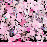 200 stykker Nail Art Charms 3D Nail Art Dekorationssæt Sløjfe Negle Pendant Pink Blandet Sløjfe Blomst Bamse Slikkepind Hjerteform Negle Art Dekoration DIY Craft Negle Design