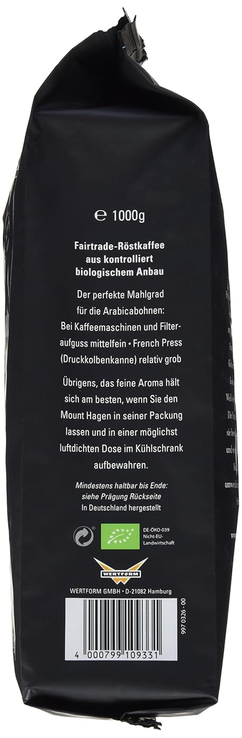Bio FT Naturland Röstkaffee Arabica Creme, 1 kg ganze Bohne