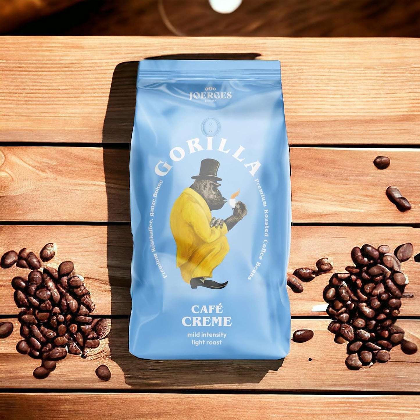 Gorilla Café Creme 6x 1000g | 100% traditionel Arabica-Bohnen | Ideal Volllautomaten Crema harmonisches Aroma | geriger Koffeingehalt helle Röstung | Vorratspackung