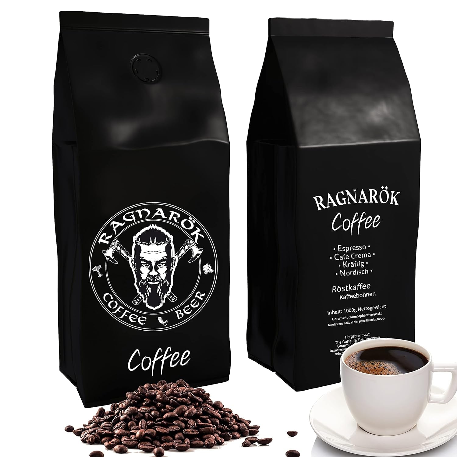 C&T "Ragnarök Coffee" nordischer Röst-Kaffee | 1000g Bohne gås | als Espresso & Cafe Crema trinkbar | kräftig + würzig + aromatisk | 100% naturlig med koffein