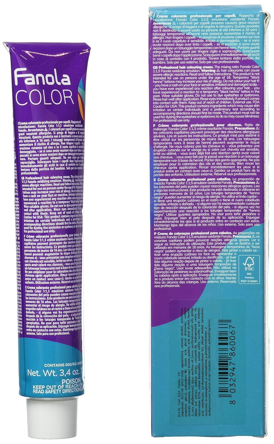 Fanola crema colore Farvecreme 7.0 Blond, 100 ml Hårfarve Naty Shop
