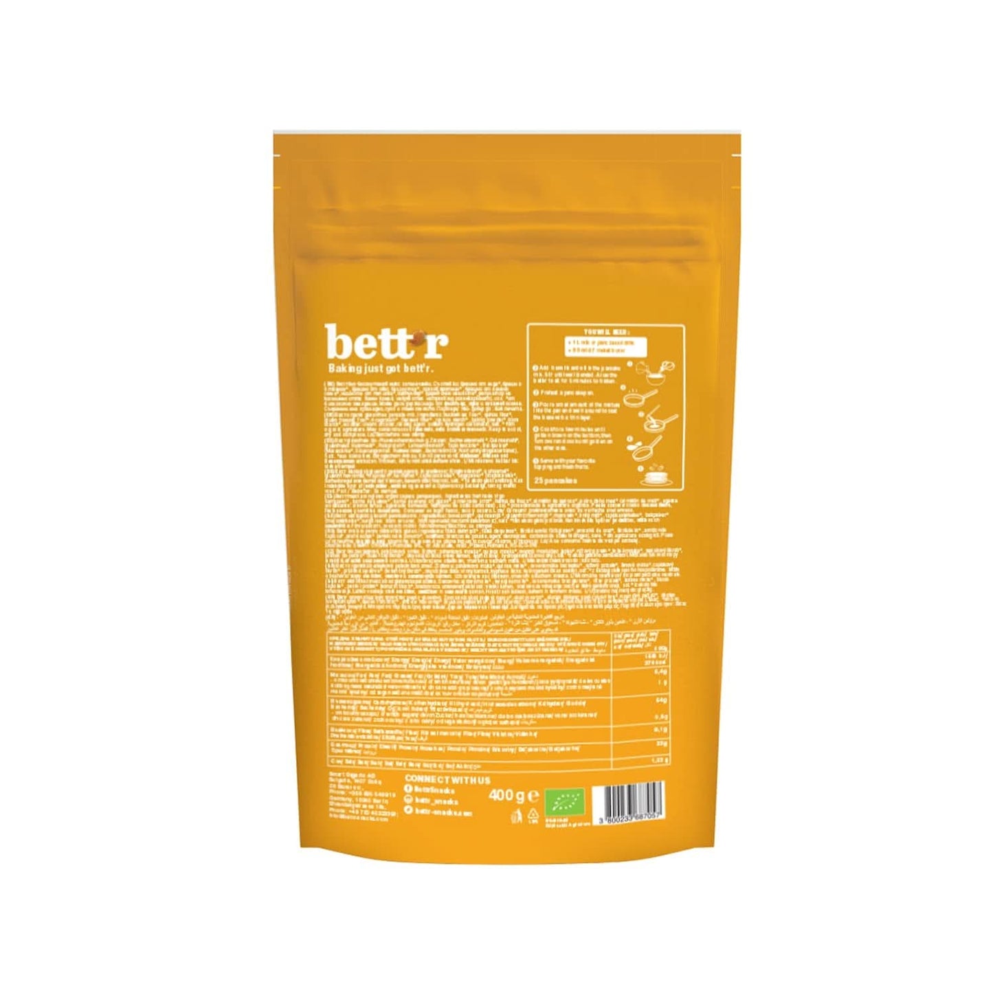 Bett'R Pancake Mix, økologisk, vegansk og glutenfri bageblanding, 6 x 400 gram Kitchen Naty Shop
