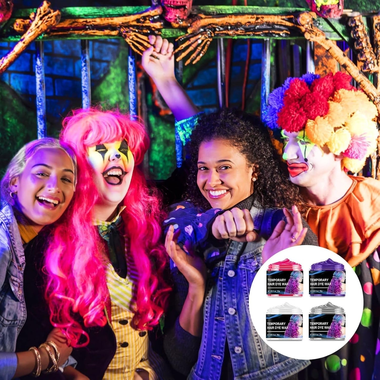 Halloween Midlertidig Hårfarve 4 Farver Hårfarve Voks Styling Hårfarve Til Mænd Kvinder Halloween Cosplay Fest Hårfarve Naty Shop