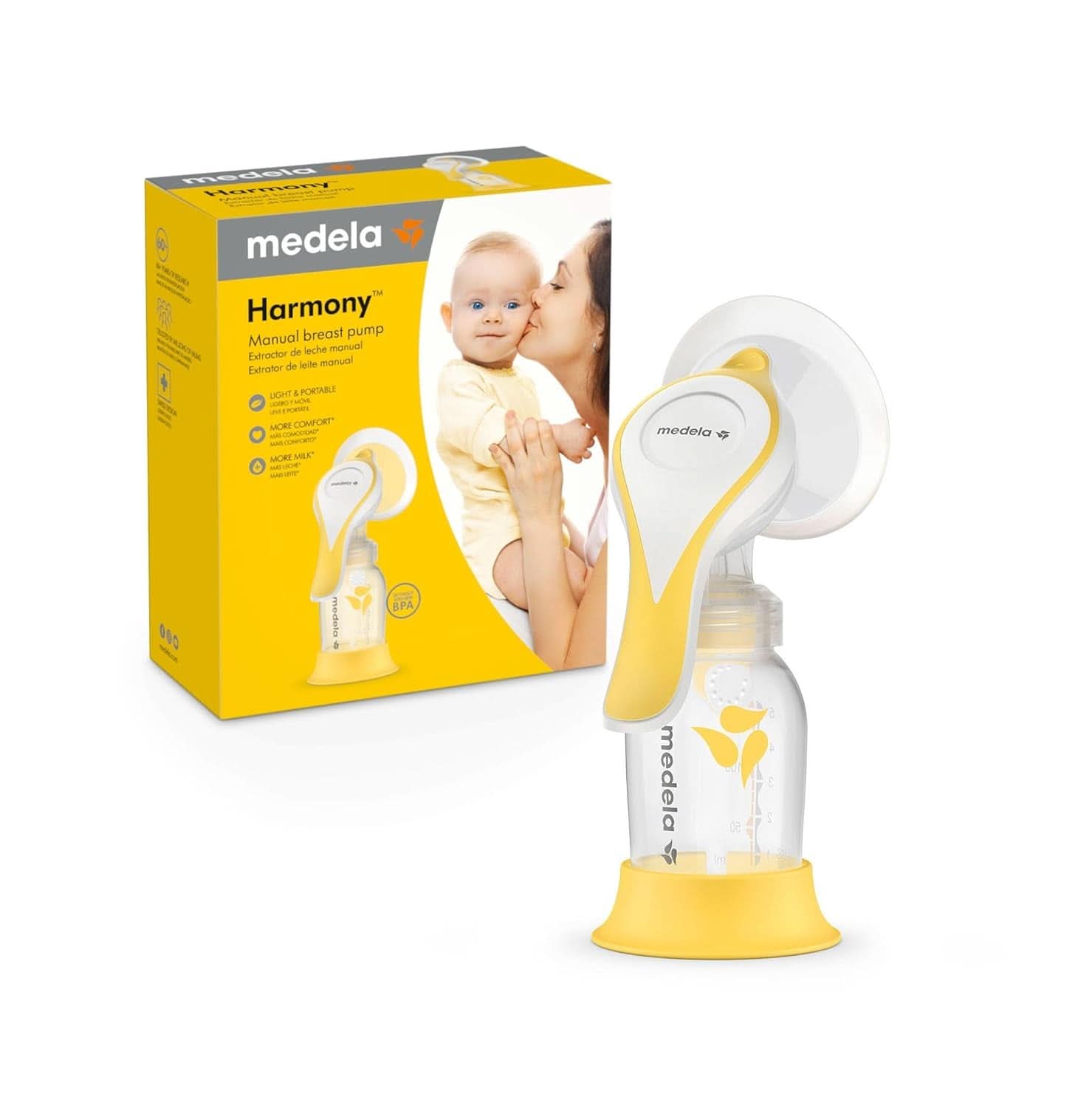 Medela Harmony manuel brystpumpe - Kompakt schweizisk design med Personalfit Flex-skjolde og Medela 2-Phase Expression-teknologi Tilbehør Mad og amning Baby Naty Shop Manual Pumps
