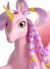 Simba 109480092 - Mia and Me Unicorn Kyara, med bevægelige vinger, hårspænder og stylingbørste, 20 cm, 3+, pink