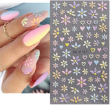JMEOWIO 3D Nagelsticker Blume Frühlings Nail Art Sticker Selbstklebend Nagelaufkleber 5D Stereoskopisk Sommer Bunter Blumen Dekoration Nageldesign Zubehör 4 Blatt
