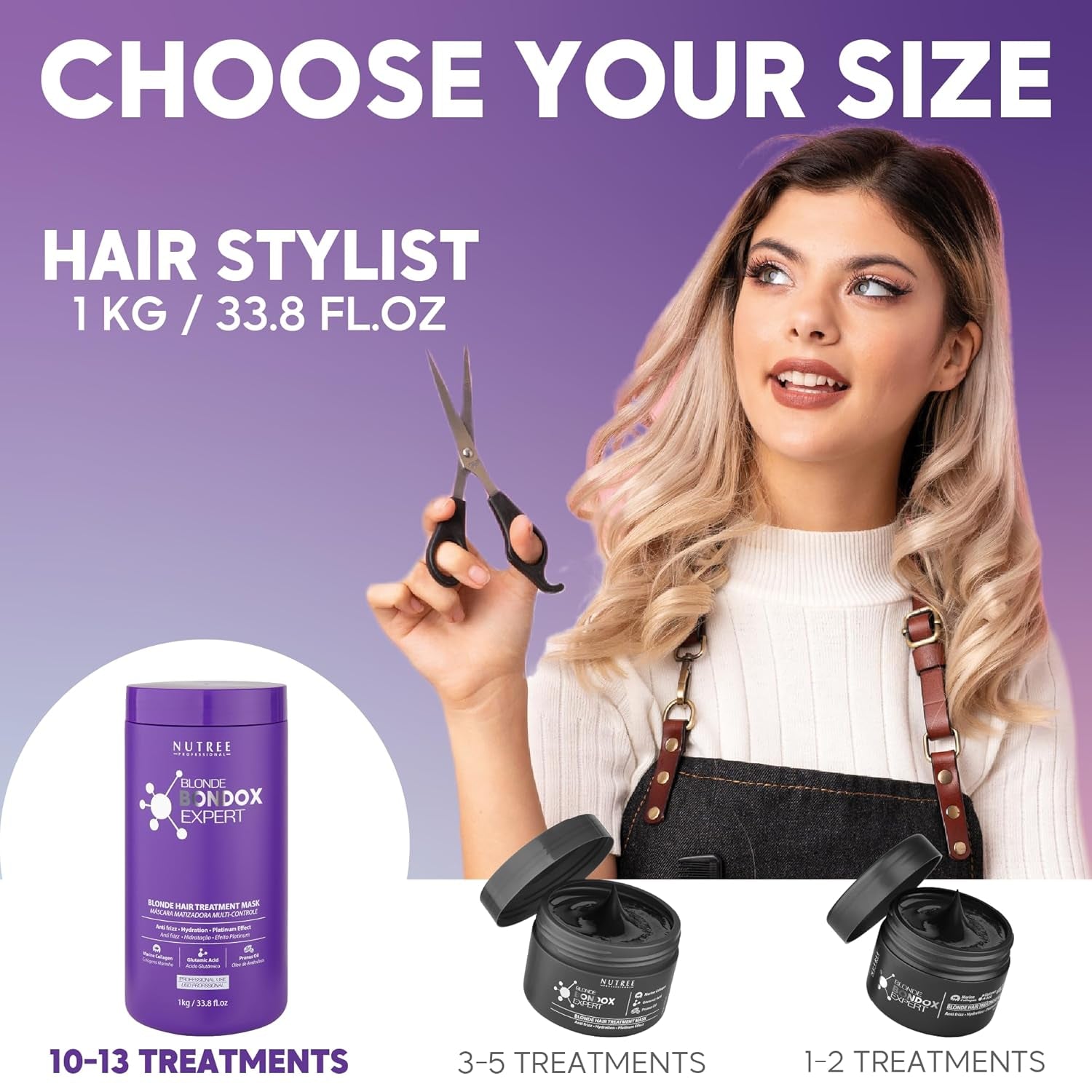 BLOND BONDOX HÅRBEHANDLING 1 kg professionel lilla varmemaske - olivenolie - genopretter hårets elasticitet og fleksibilitet, blødgør, fugter og tilføjer glans Naty Shop Hair Mask