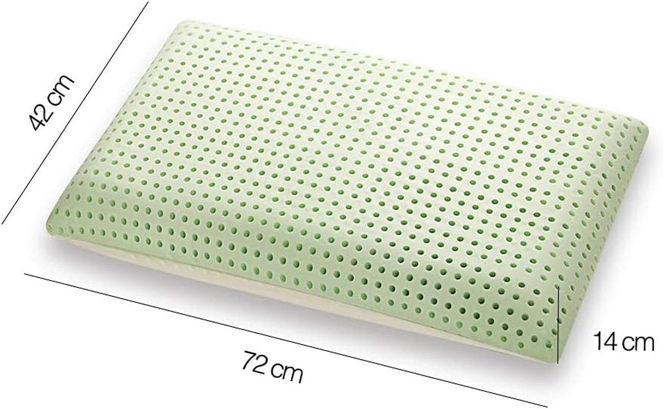 Ortopædisk nakkestøttepude - Økologisk Aloe - Aloe Vera Viskoelastisk pude 14 cm Højde 100% bomuldsbetræk Viscopude - Memory Foam Pude - Made in Italy Naty Shop Standardpuder