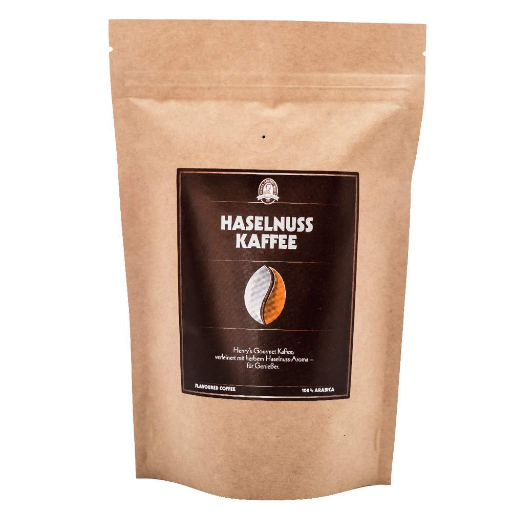 Henry's hasselnøddekaffe 1000g - Raffineret gourmetkaffe med de fineste smagsvarianter - håndværkerristet - premium kaffebønner