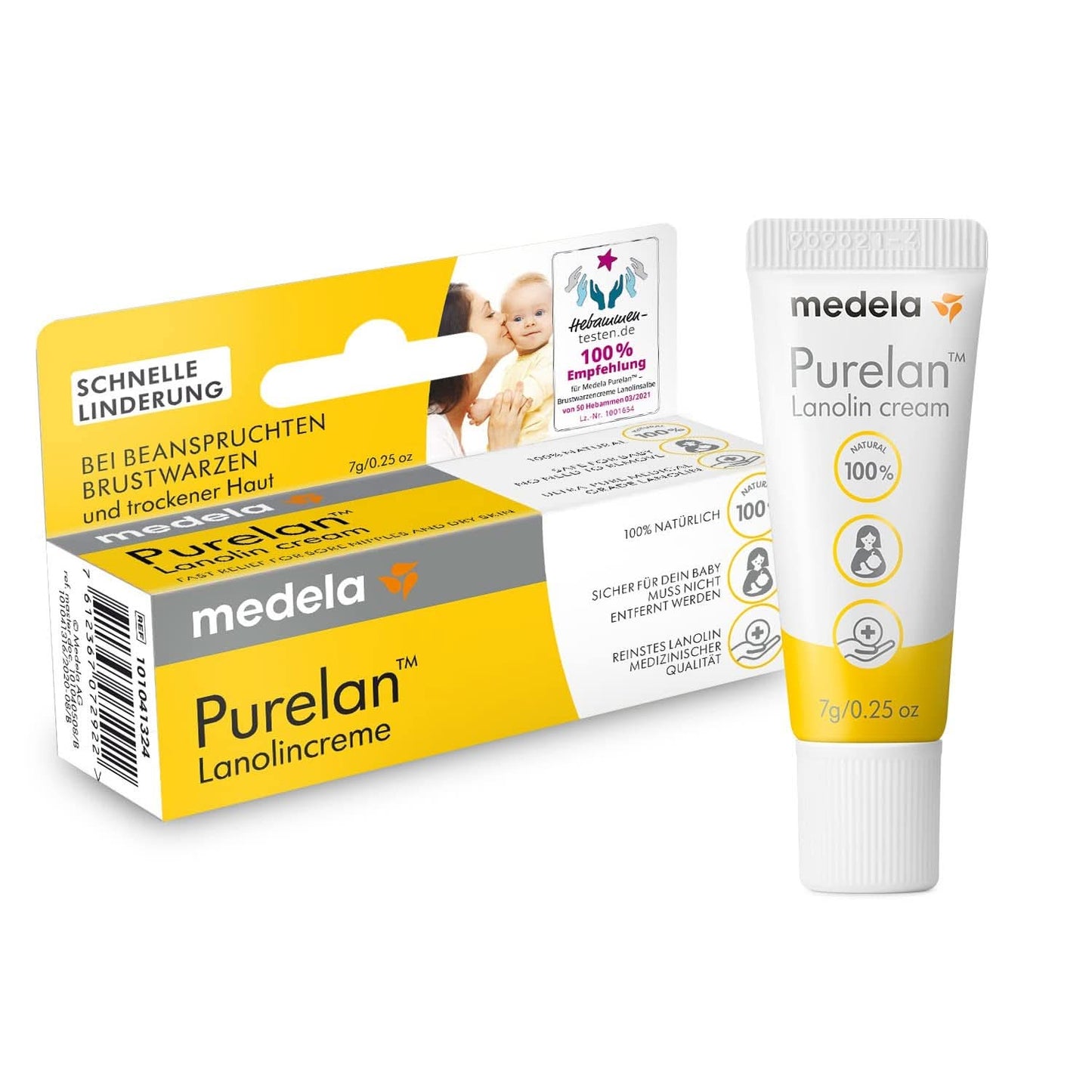 Medela Purelan 37 G Lanolincreme – Schnelle Hilfe Bei Beanspruchten Brustwarzen Und Trockener Haut – 100 % Natürlich, Hypoallergen, Dermatologisk Getestet Und Frei Von Duftstoffen Tilbehør Mad og Amning Bebe Naty Shop Brustwarzencreme 7G