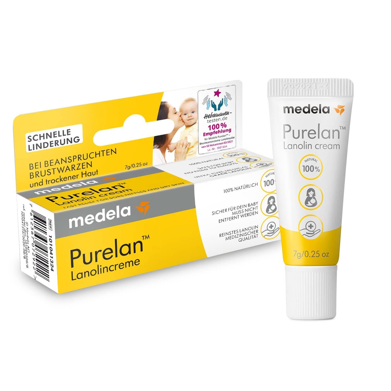 Medela Purelan 37 G Lanolincreme – Schnelle Hilfe Bei Beanspruchten Brustwarzen Und Trockener Haut – 100 % Natürlich, Hypoallergen, Dermatologisk Getestet Und Frei Von Duftstoffen Tilbehør Mad og Amning Bebe Naty Shop Brustwarzencreme 7G