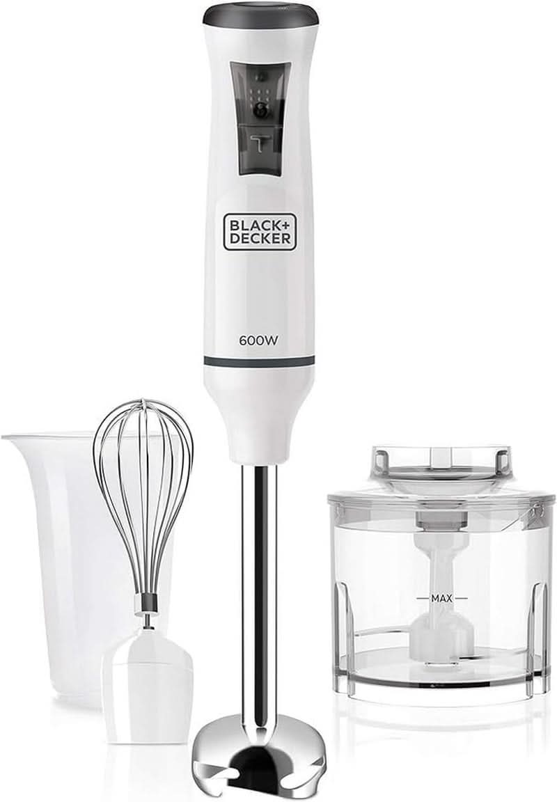 BLACK+DECKER Stand mixer | BXHBA1500E | 1500 Watt | 20 hastigheder | Turbo | Edelstahl | Spritzschutz | Inklusive Pürieraufsatz, Schneebesen, Zerkleinerer Und Messbecher Kitchen Naty Shop Single 3 Zubehörteile 600W