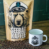 SEEBÄR KAFFE - Ekstra stærke kaffebønner - 500g - Lav syre og intens aroma - Hele bønner til fuldautomatiske kaffemaskiner, espresso og fransk presse - Højt koffeinindhold og lav syreindhold