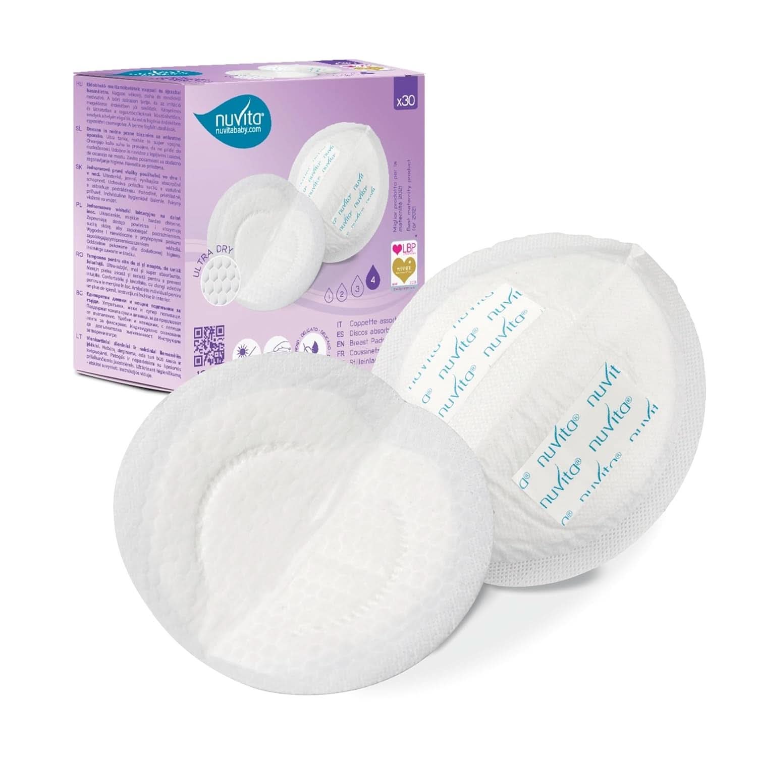 Nuvita 1202 - Absorbenter til dag- og natamning Tilbehør Mad og amning Baby Naty Shop 30 1202 (30 stk)