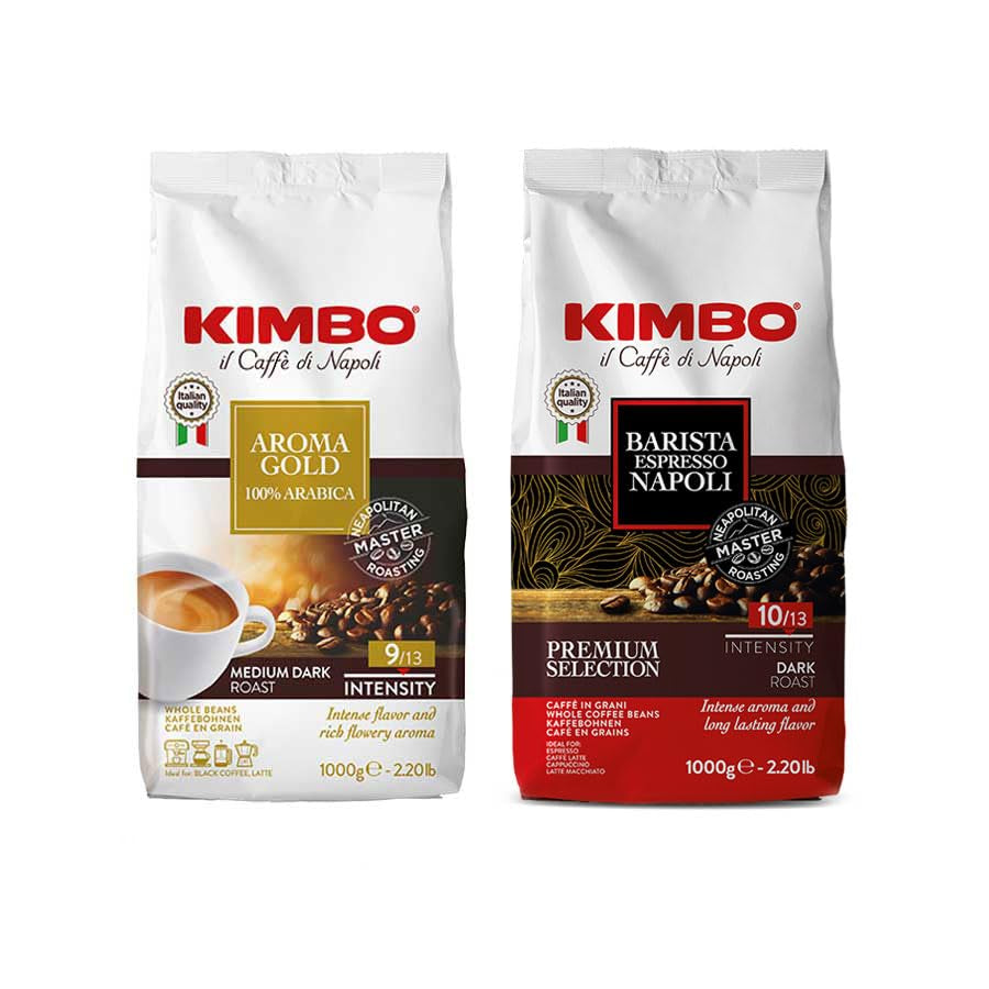 Sæt med kaffebønner: Aroma Gold 100% Arabica og Espresso Napoli 1 kg x 2