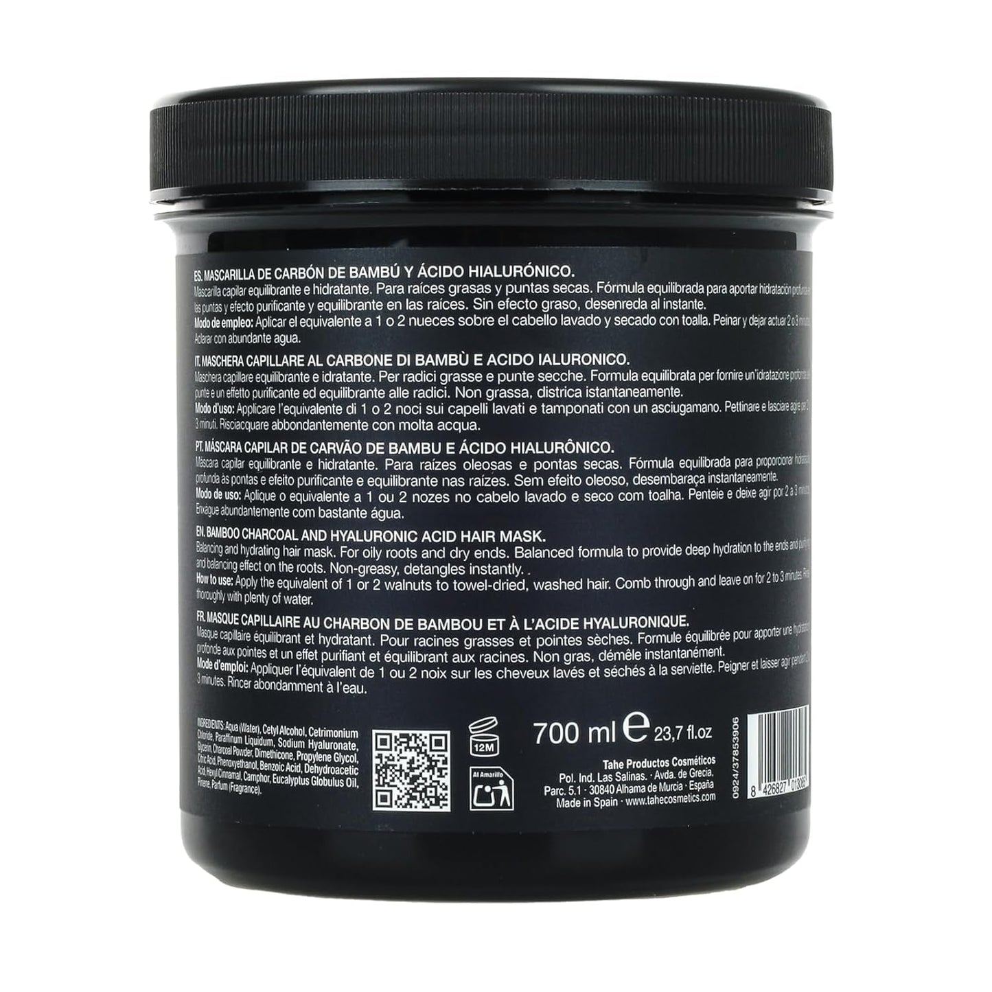 Thader Pharma Balancing Hair Mask med bambuskul og hyaluronsyre - Ideel til fedtede rødder og tørre spidser, 700 ml Naty Shop Hair Mask
