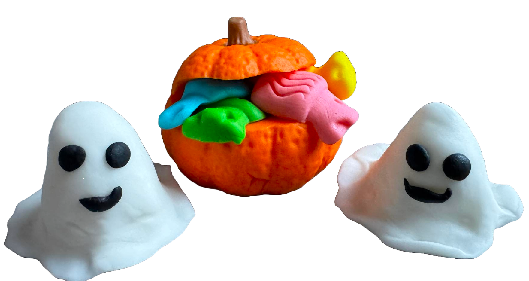 Sæt med 3 spiselige sugarpaste dekorationer, Halloween, spøgelser og græskar med slik Sugarpaste Decorations Naty Shop