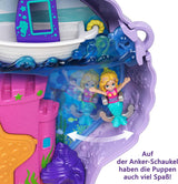 Polly Pocket Opbevaringsboks Muslingeskalstaske med 2 dukker og 1 ubåd Polly Pocket Mermaid Legetøj Age 4+ GNH11