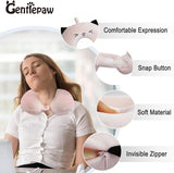 Nakkepude Børne Nakkepude til Fly Bil Tog Rejser Voksen Memory Foam Rejsepude Sødt dyremønster U-form Pude Aftageligt betræk (Pink2) Cervikale ortopædiske puder Naty Shop