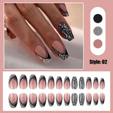 Kunstige negle Naturlig Glitter Kort Tryk På Akryl Selvklæbende Glitter Negle Til Kvinder Piger Nail Art Tilbehør 48 stk.
